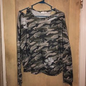 Distressed Camo Sweater